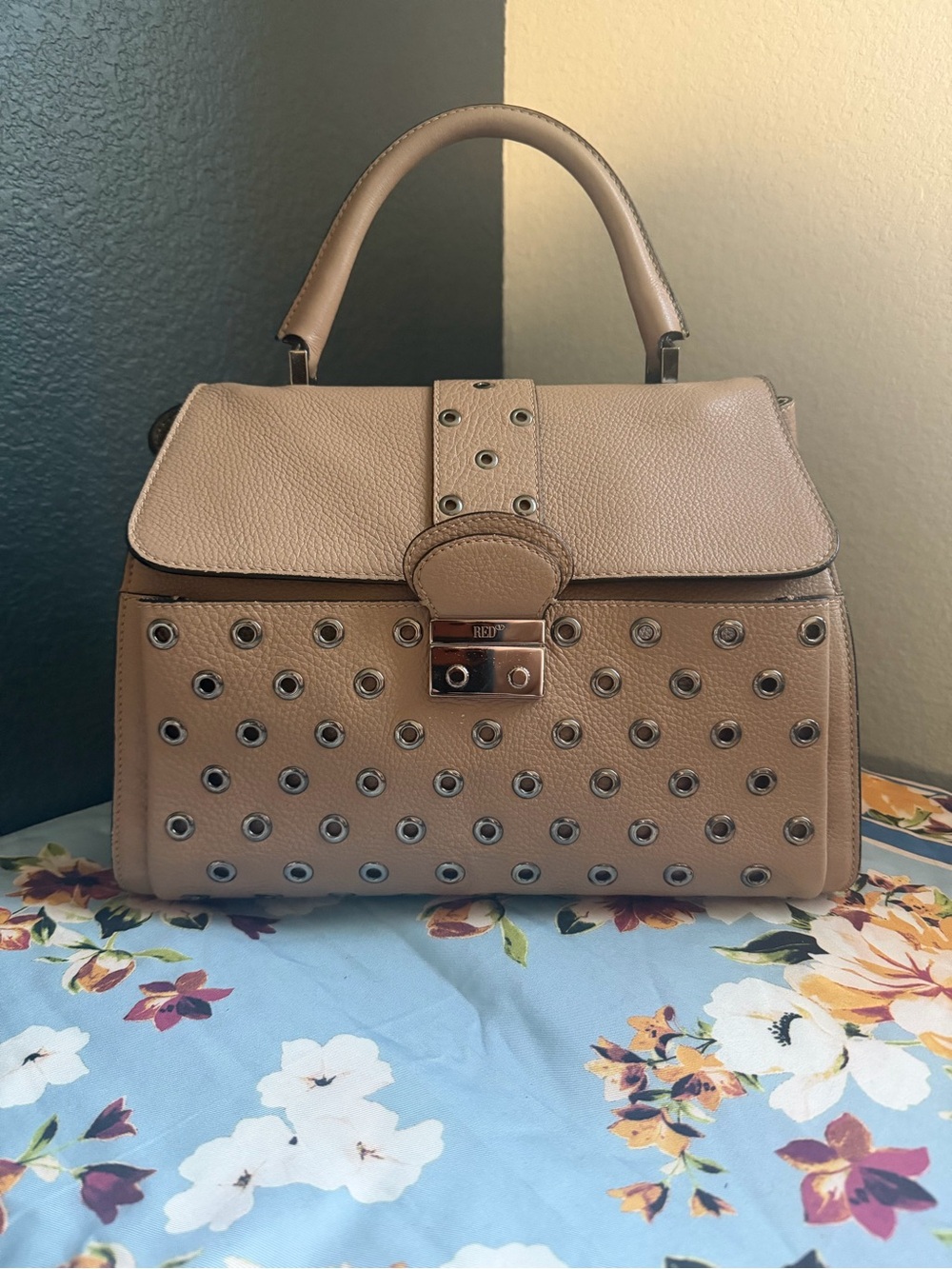 Valentino Red Eyelit Bowling bag